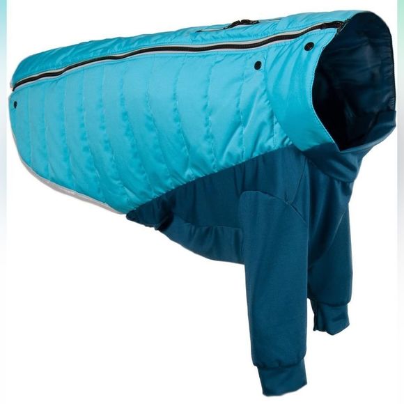 NWT!! Furhaven Dog Coat Water-Repellent Pro-Fit Active Jacket, Aquamarine, Large - Picture 2 of 14